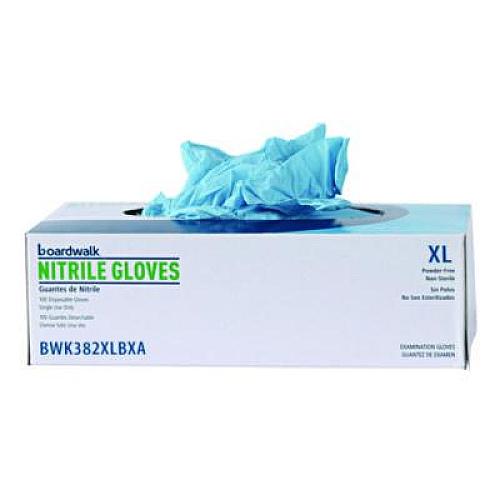 Boardwalk Disposable Examination Nitrile Gloves, Powder-Free, X-Large, 5 mil Thick, 9.5" Long, Blue, 100/Box (382XLBXA)
