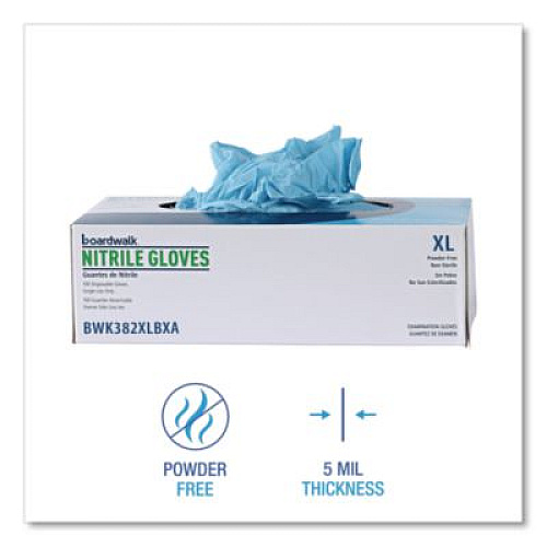 Boardwalk Disposable Examination Nitrile Gloves, Powder-Free, X-Large, 5 mil Thick, 9.5" Long, Blue, 100/Box, 10 Boxes/Carton (382XLCTA)
