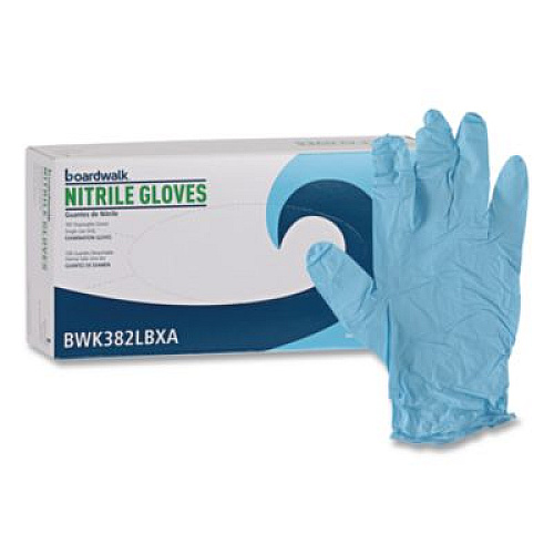 Boardwalk Disposable Examination Nitrile Gloves, Powder-Free, Large, 5 mil Thick, 9.5" Long, Blue, 100/Box, 10 Boxes/Carton (382LCTA)