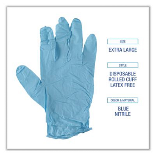 Boardwalk Disposable Examination Nitrile Gloves, Powder-Free, X-Large, 5 mil Thick, 9.5" Long, Blue, 100/Box, 10 Boxes/Carton (382XLCTA)