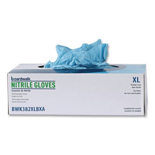 Boardwalk Disposable Examination Nitrile Gloves, Powder-Free, X-Large, 5 mil Thick, 9.5" Long, Blue, 100/Box, 10 Boxes/Carton (382XLCTA)