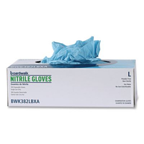Boardwalk Disposable Examination Nitrile Gloves, Powder-Free, Large, 5 mil Thick, 9.5" Long, Blue, 100/Box, 10 Boxes/Carton (382LCTA)