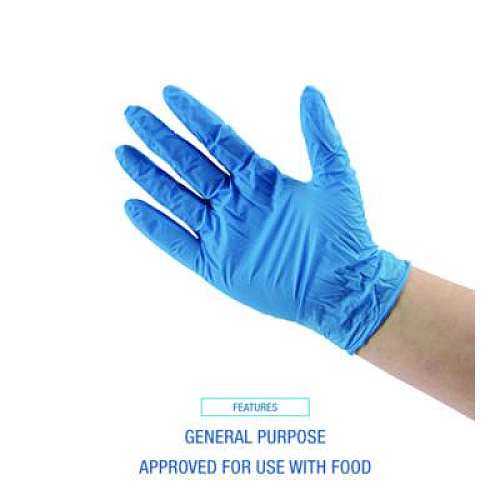 Boardwalk 395 Series Disposable General-Purpose Nitrile Gloves, Powder-Free, Large, 5 mil Thick, 9.5" Long, Blue, 100/Box (395LBXA)