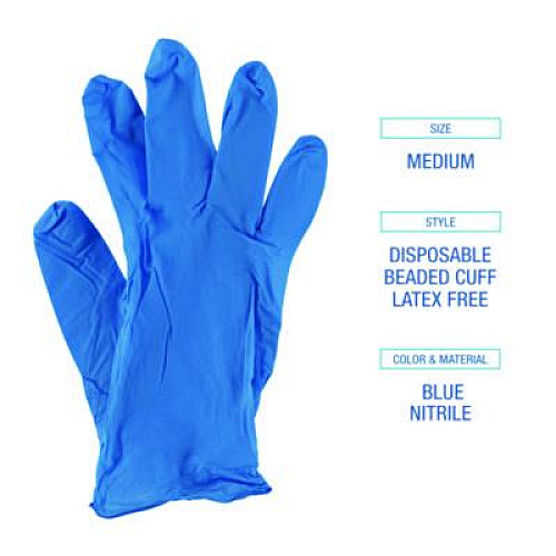 Boardwalk 395 Series Disposable General-Purpose Nitrile Gloves, Powder-Free, Medium, 5 mil Thick, 9.5" Long, Blue, 100/Box, 10 Boxes/CT (395MCTA)
