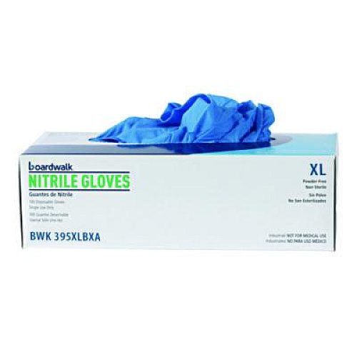 Boardwalk 395 Series Disposable General-Purpose Nitrile Gloves, Powder-Free, X-Large, 5 mil Thick, 9.5" Long, Blue, 100/Box (395XLBXA)