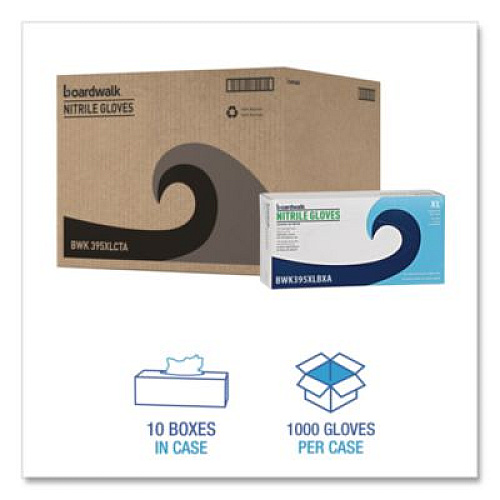 Boardwalk 395 Series Disposable General-Purpose Nitrile Gloves, Powder-Free, X-Large, 5 mil Thick, 9.5" Long, Blue, 100/BX, 10 BX/CT (395XLCTA)