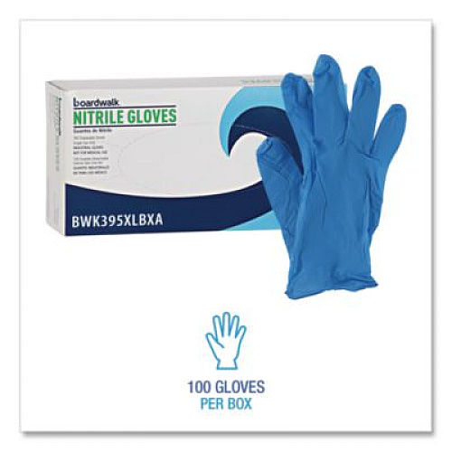 Boardwalk 395 Series Disposable General-Purpose Nitrile Gloves, Powder-Free, X-Large, 5 mil Thick, 9.5" Long, Blue, 100/BX, 10 BX/CT (395XLCTA)