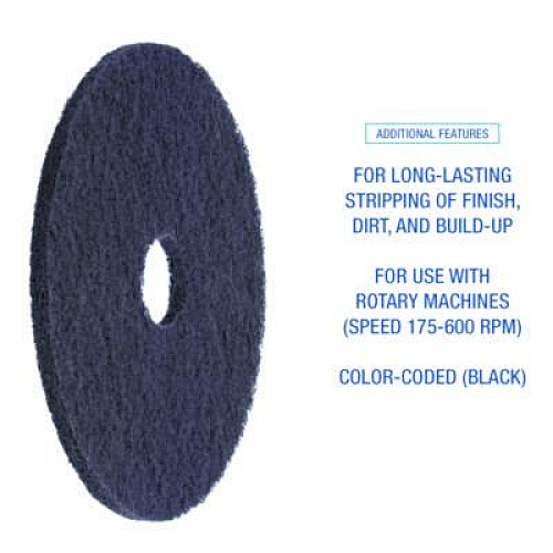 Boardwalk Stripping Floor Pads, 21" Diameter, Black, 5/Carton (4021BLA)