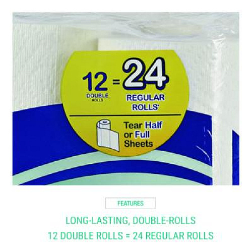 Windsoft Premium Kitchen Roll Towels, 2-Ply, 11 x 6, White, 110/Roll, 12 Rolls/Carton (12216)