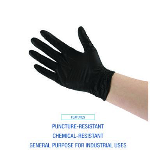 Boardwalk 396 Series Disposable General-Purpose Nitrile Gloves, Powder-Free, XX-Large, 4.4 mil Thick, 9.5" Long, Black,100/Box,10 BX/CT (396XXLCTA)