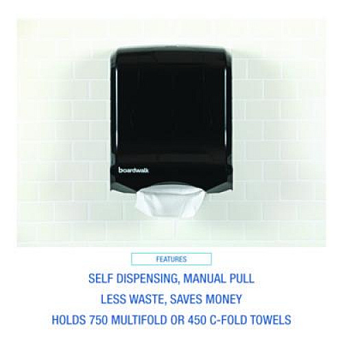 Boardwalk Ultrafold Multifold/C-Fold Towel Dispenser, 11.75 x 6.25 x 18, Black Pearl (1500)