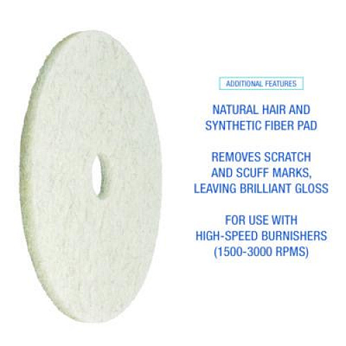 Boardwalk Natural Burnishing Floor Pads, 27" Diameter, White, 5/Carton (4027NAT)