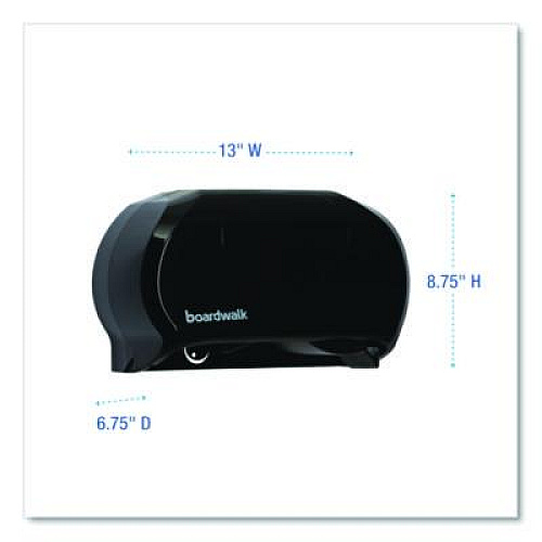 Boardwalk Standard Twin Toilet Tissue Dispenser, 13 x 6.75 x 8.75, Black (1502)