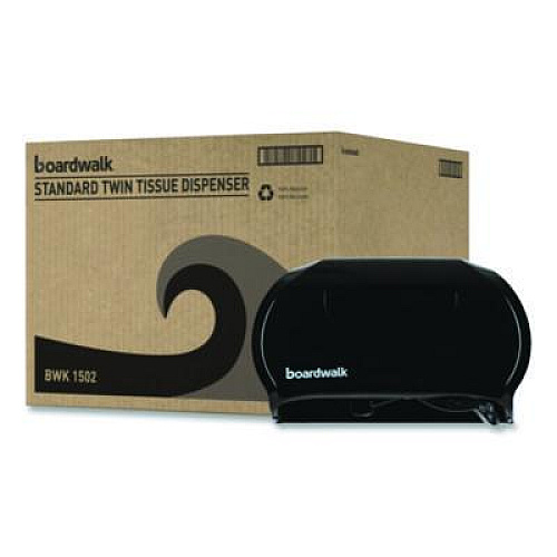 Boardwalk Standard Twin Toilet Tissue Dispenser, 13 x 6.75 x 8.75, Black (1502)