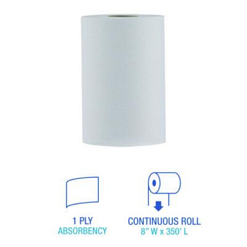 Boardwalk Hardwound Paper Towels, Nonperforated, 1-Ply, 8" x 350 ft, White, 12 Rolls/Carton (6250)