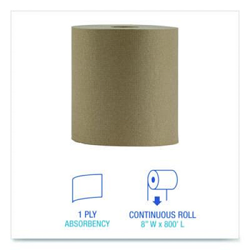Boardwalk Hardwound Paper Towels, Nonperforated, 1-Ply, 8" x 800 ft, Natural, 6 Rolls/Carton (6256)