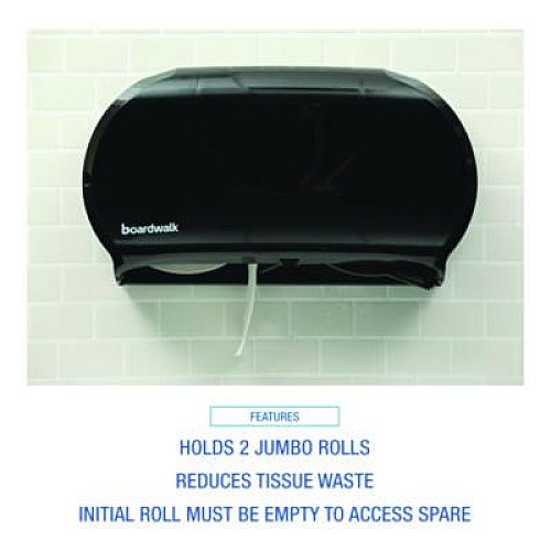 Boardwalk Jumbo Twin Toilet Tissue Dispenser, 20.25 x 6 x 12.25, Black (1529)