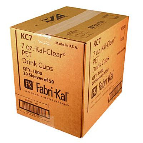 Fabri-Kal Kal-Clear PET Cold Drink Cups, 7 oz, Plastic, Clear, 1,000/Carton (KC7)