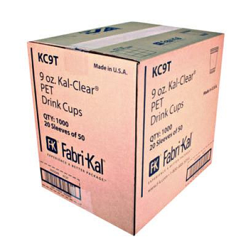 Fabri-Kal Kal-Clear True PET Cold Drink Cups, 9 oz, Plastic, Clear, 50/Bag, 20 Bags/Carton (KC9T)