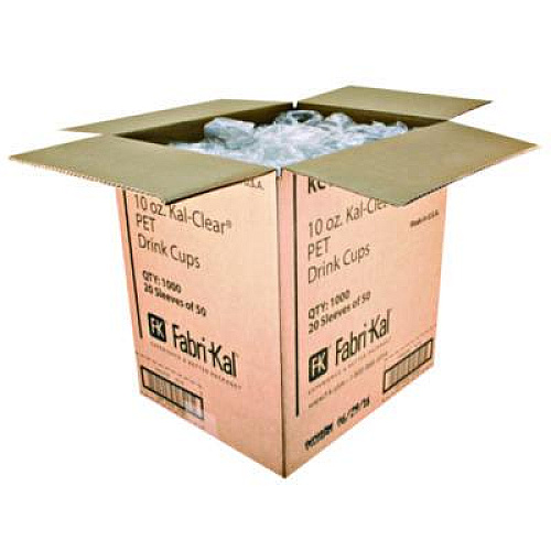 Fabri-Kal Kal-Clear PET Cold Drink Cups, 10 oz, Plastic, Clear, 50/Bag, 20 Bags/Carton (KC10)