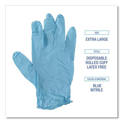 Boardwalk Disposable Examination Nitrile Gloves, Powder-Free, X-Large, 5 mil Thick, 9.5" Long, Blue, 100/Box (382XLBXA)