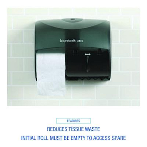 Boardwalk Xtra Twin-Roll Controlled Bath Tissue Dispenser, 11.13 x 7.38 x 8.88, Translucent Black (47GREEN)