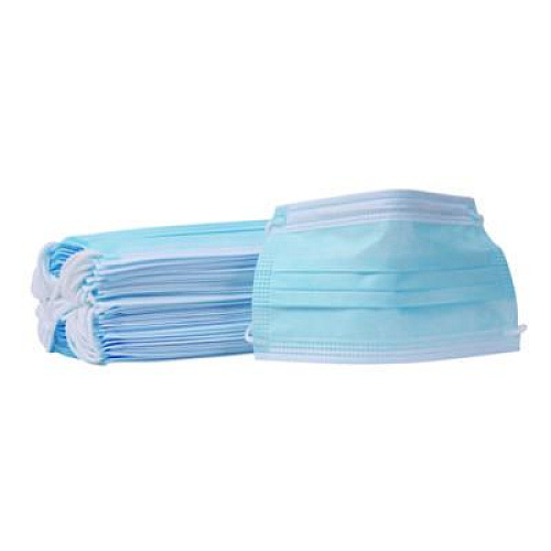 Boardwalk Three-Ply General Use Face Mask, Polypropylene, One Size Fits Most, Blue, 50/Box (MS2000BX)