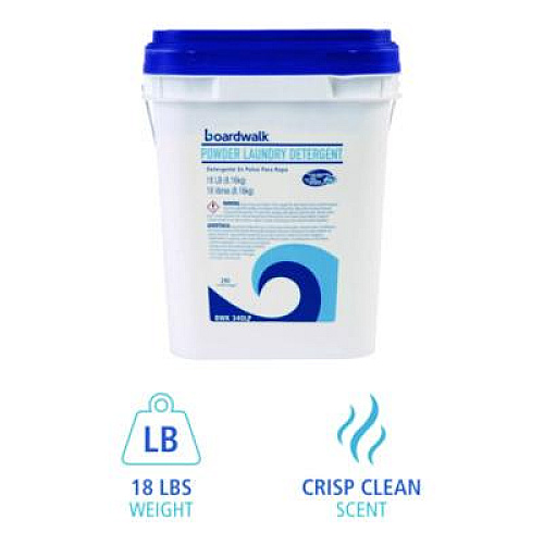 Boardwalk Powder Laundry Detergent, Low Foam, Crisp Clean Scent, 18 lb Pail (340LP)