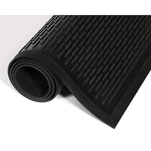 Crown-Tred Indoor/Outdoor Scraper Mat, Black Loop-Twist Ribbed Rubber Surface, 35.5" x 59.5" (TD0035BK)