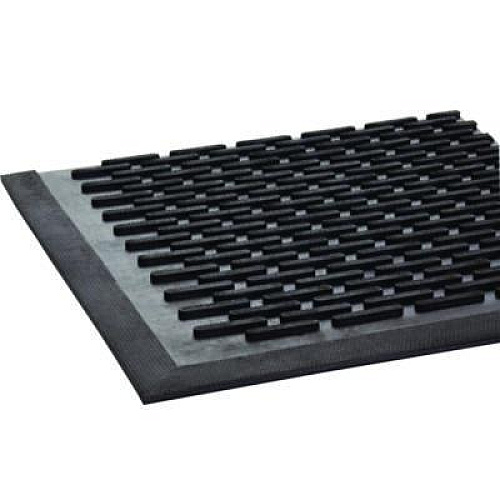 Crown-Tred Indoor/Outdoor Scraper Mat, Black Loop-Twist Ribbed Rubber Surface, 35.5" x 59.5" (TD0035BK)