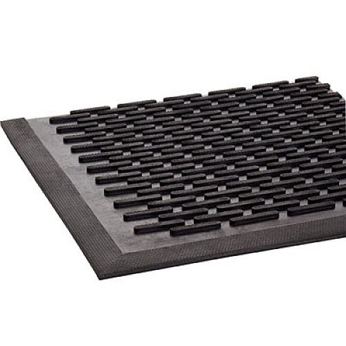 Crown-Tred Indoor/Outdoor Scraper Mat, Black Loop-Twist Ribbed Rubber Surface, 43.75" x 66.75" (TD0046BK)