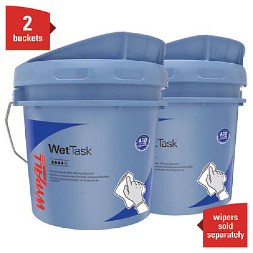 WypAll WetTask Customizable Wet Wiping System, 3.5 gal, Blue, 2/Carton (09361)