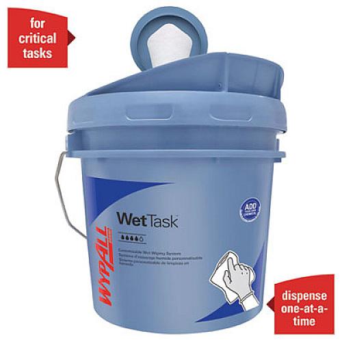 WypAll WetTask Customizable Wet Wiping System, 3.5 gal, Blue, 2/Carton (09361)