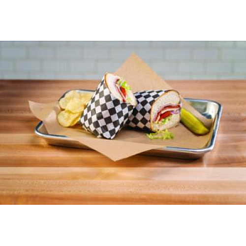 Paterson Grease-Resistant Food Wrap, 12 x 12, Black Check, 5,000/Carton (WG01006)