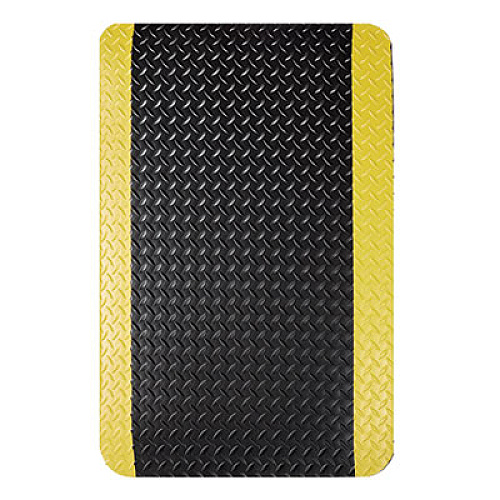 Crown Industrial Deck Plate Anti-Fatigue Mat, Rectangular, Black/Yellow Raised Diamond Surface, 24" x 36" (CD0023YB)