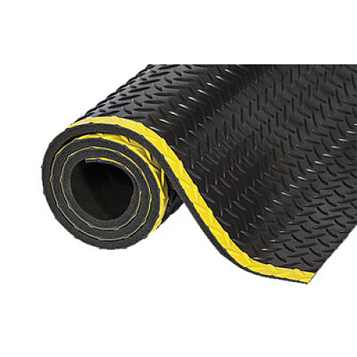 Crown Industrial Deck Plate Anti-Fatigue Mat, Rectangular, Black/Yellow Raised Diamond Surface, 24" x 36" (CD0023YB)