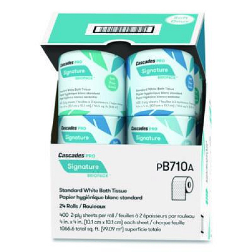 Cascades PRO Signature Bath Tissue, Septic Safe, 2-Ply, White, 400 Sheets/Roll, 24 Rolls/Carton (B710)