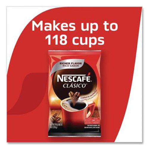 Nescaf Clasico Dark Roast Instant Coffee, 8 oz Pouch (70948)