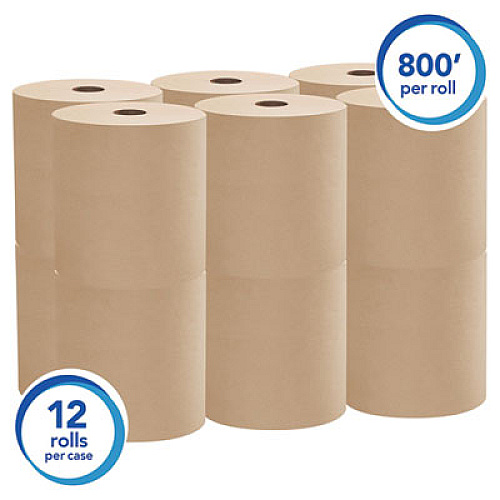 Scott Essential Hard Roll Towels for Business, 1-Ply, 8" x 800 ft, 1.5" Core, Natural, 12 Rolls/Carton (04142)