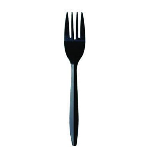Boardwalk Mediumweight Wrapped Polypropylene Cutlery, Fork, Plastic, Black, 1,000/Carton (FORKBLPPIW)