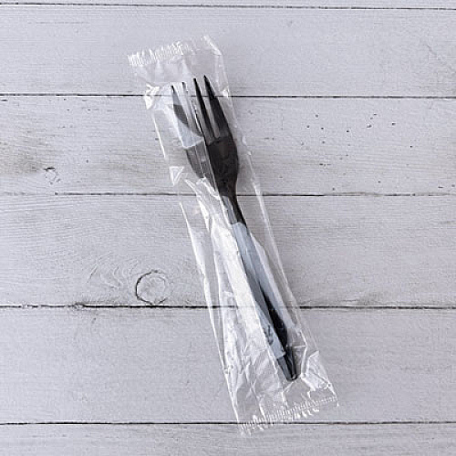 Boardwalk Mediumweight Wrapped Polypropylene Cutlery, Fork, Plastic, Black, 1,000/Carton (FORKBLPPIW)