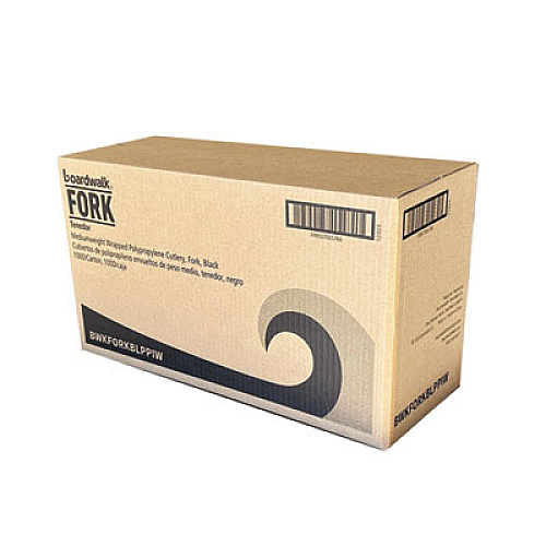Boardwalk Mediumweight Wrapped Polypropylene Cutlery, Fork, Plastic, Black, 1,000/Carton (FORKBLPPIW)