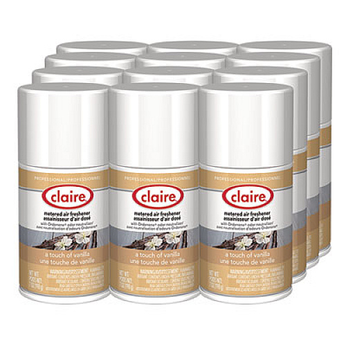Claire Metered Air Freshener, Vanilla Scent, 7 oz Aerosol Spary, 12/Carton (108)