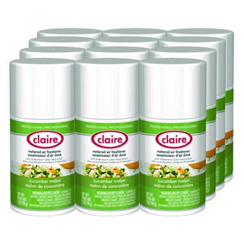 Claire Metered Air Freshener, Cucumber Melon Scent, 7 oz Aerosol Spray, 12/Carton (109)