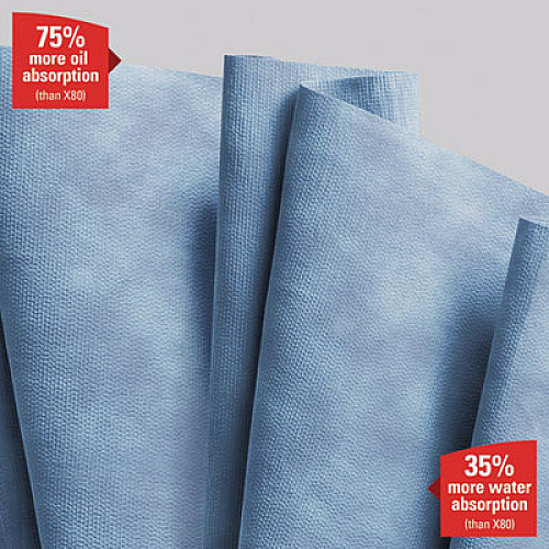 WypAll X90 Cloths, Jumbo Roll, 2-Ply, 12.4 x 12.2, Blue Denim, 450/Roll (12889)