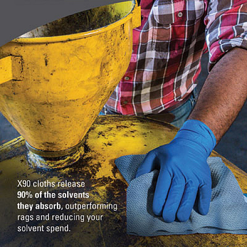 WypAll X90 Cloths, Jumbo Roll, 2-Ply, 12.4 x 12.2, Blue Denim, 450/Roll (12889)