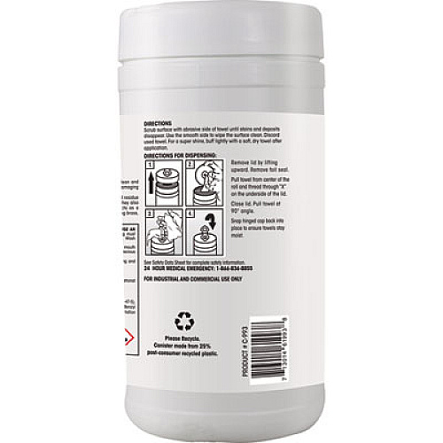 Claire Stainless Steel Cleaner Wipes, 9.5 x 12, Citrus, Purple, 40 Wipes/Canister, 6 Canisters/Carton (993)