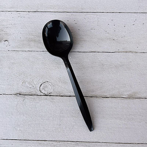 Boardwalk Mediumweight Polypropylene Cutlery, Soup Spoon, Plastic, Black, 1,000/Carton (SOUPBLMW)
