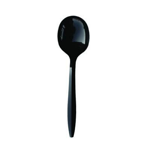 Boardwalk Mediumweight Polypropylene Cutlery, Soup Spoon, Plastic, Black, 1,000/Carton (SOUPBLMW)