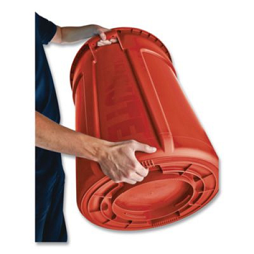 Rubbermaid Commercial Vented Round Brute Container, 10 gal, Plastic, Red, 6/Carton (2610REDCT)